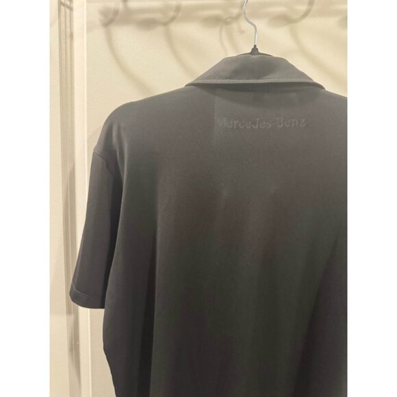 Mercedes-Benz Polo Shirt Men's M Black Collared Short Sleeve Logo Trim Button Up - Picture 4 of 5